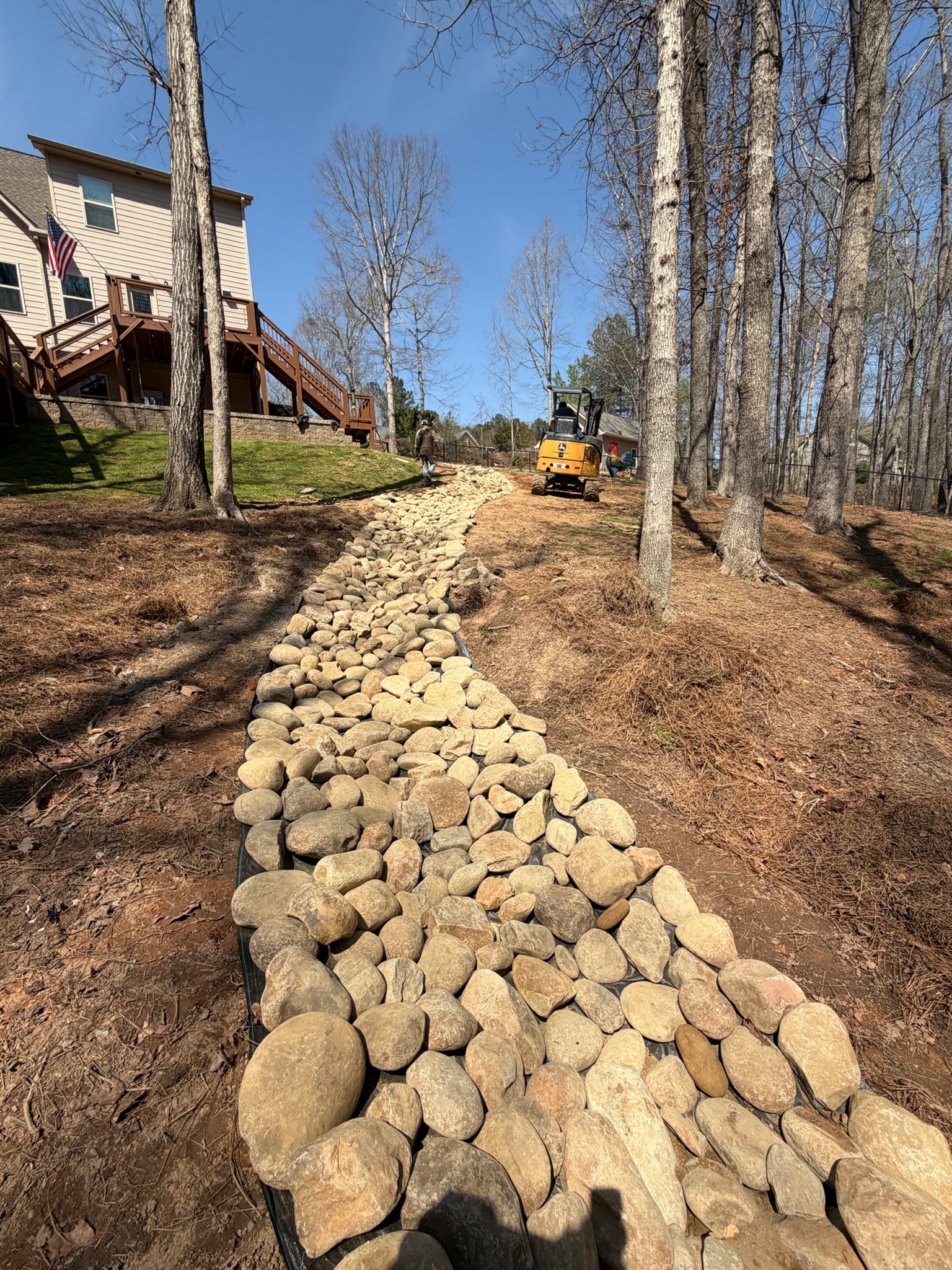Dry creek bed with river rocks