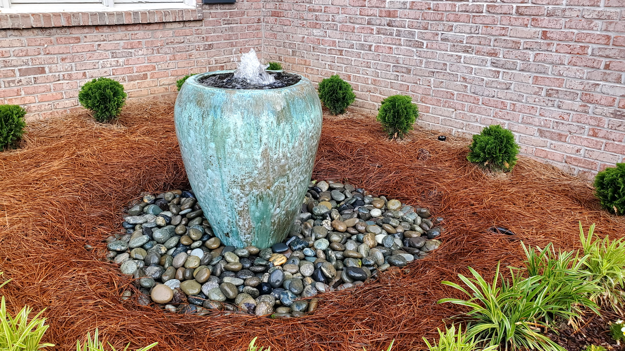Turquoise water pot feature